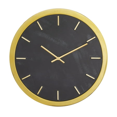 CosmoLiving by Cosmopolitan 16 Black Marble Wall Clock with Gold accents