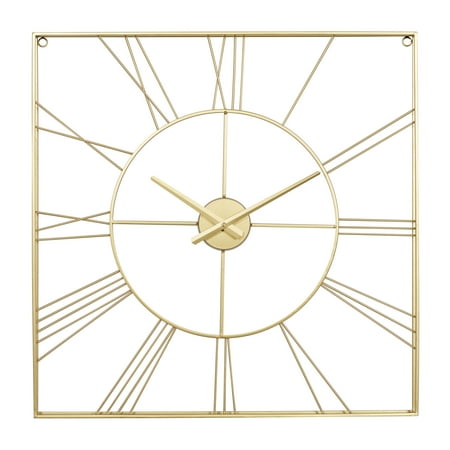 CosmoLiving by Cosmopolitan 24 Gold Metal Open Frame Square Wall Clock