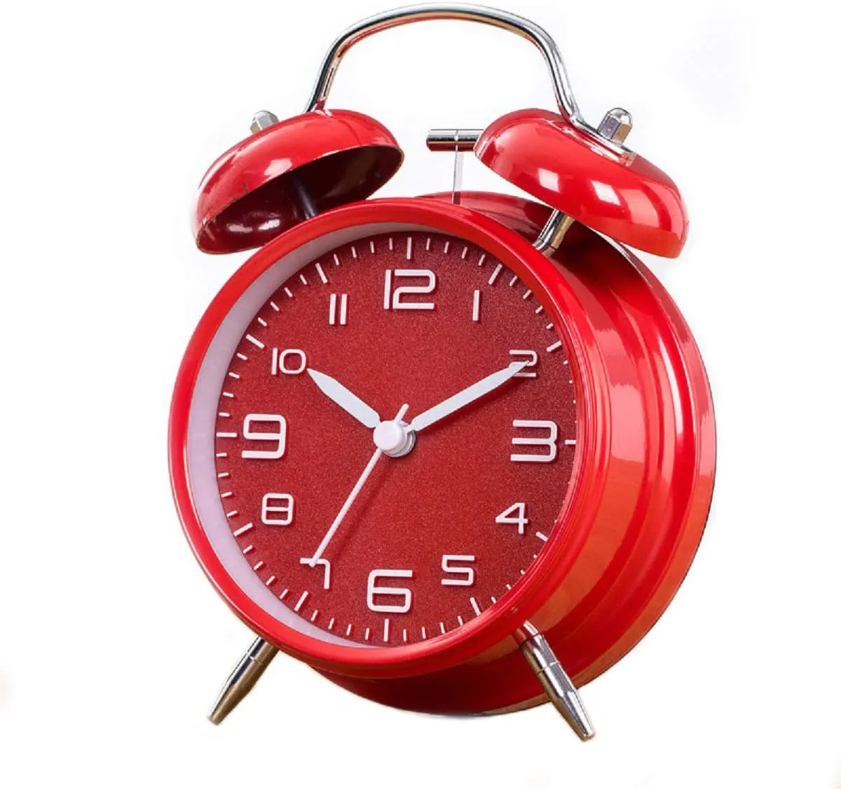 Cotchear 4 inches Twin Bell Alarm Clock, Extra Loud Machinical Ringtone, Frosted Shell, Backlight, No Noise Desk Clock for Home Office (Red)