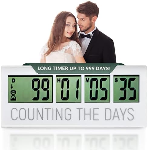 Counting the Days Countdown Clock - Up to 999 Days LCD Digital Timer - Easy to Set & Read Reusable Count Down Timer for Retirement, Wedding, Christmas, Holiday,Baby Due Date,Birthday & More