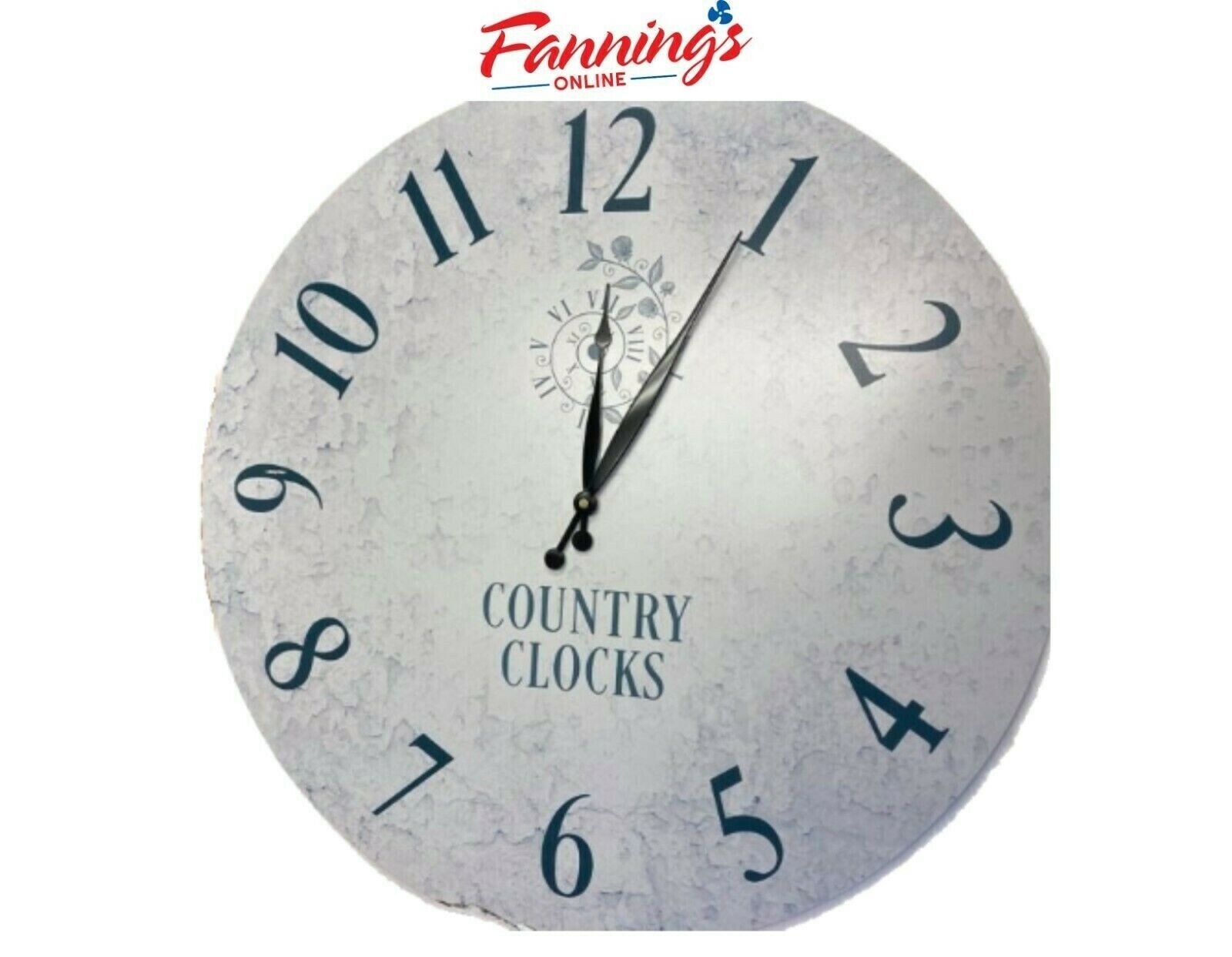 Country Clocks Brand Wall Clock Blue and White 24'' w/ DEFECT
