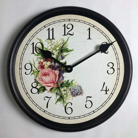 Country Floral, Large Wall Clock | Beautiful Color, Silent Mechanism, Made in USA