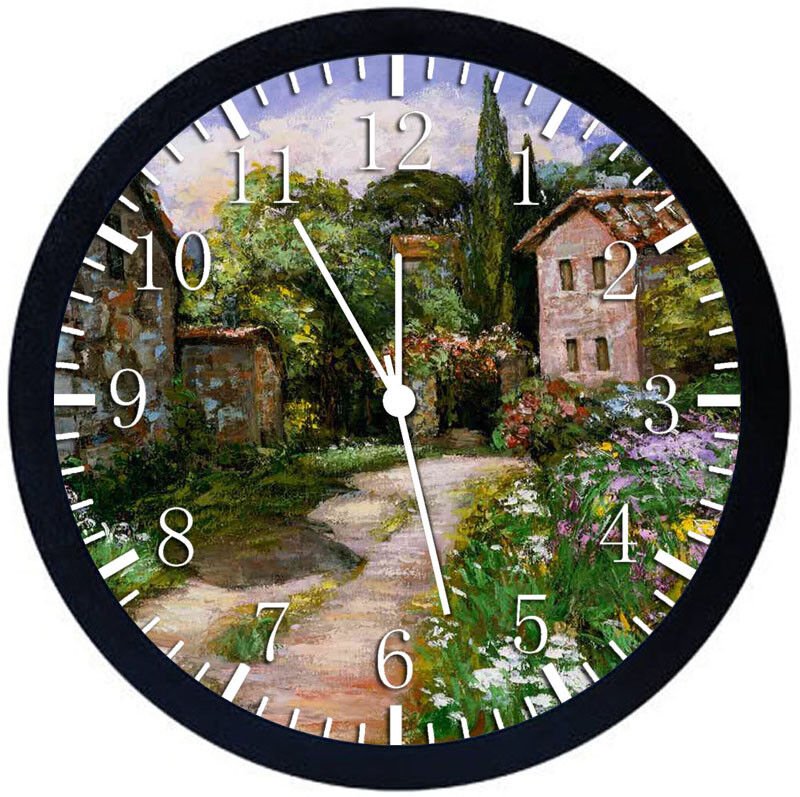 Country Road House Black Frame Wall Clock Nice For Decor or Gifts W326