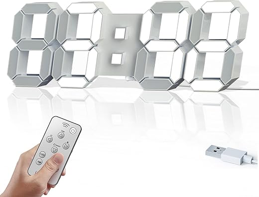 COVERY LED Wall Clocks, 15 3D Light Digital Clock, White and Cool Lights