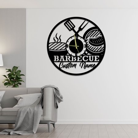 Craftnamesign Custom Barbecue Laser Cut Wall Clock For Kitchen Restaurant Decor