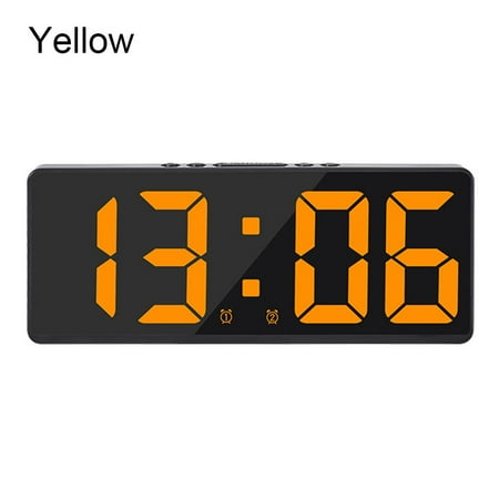 Creative Backlight Nightlight Temperature Calendar Electronic Clock Large Number LED Digital Alarm Clock YELLOW