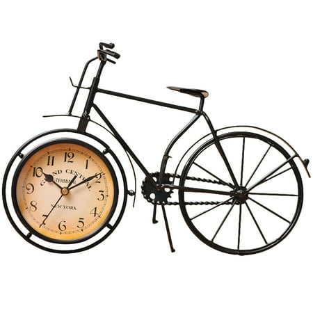 Creative Bicycle Shaped Table Clock Office Vintage Desktop Mute Clock Decorative Metal Clock