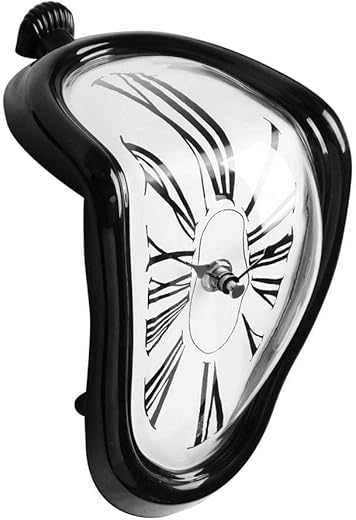 Creative Dali Watch Melting Clock Surrealistic Table Shelf Desk Fashion Melted Clock Salvador Dali Distorted Clock Home Decoration (Black)