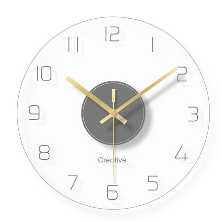 Creative Modern Round Ultra-thin Tempered Glass Wall-mounted Clock Silent Clock