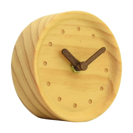 Creative solid wood alarm clock Fashion wooden needle Mute small table clock Log clock