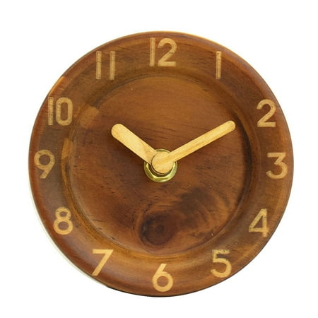 Creative solid wood alarm clock Fashion wooden needle Mute small table clock Log clock