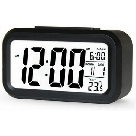 Cterwk Digital Alarm Clock with Snooze, Backlight, Night Light, Date and Temperature, 12/24H Display, Black