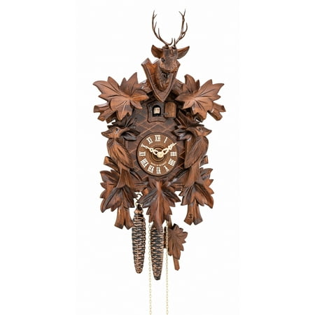 Cuckoo Clock 7 leaves, 2 birds, head of a deer KA 1613 HK