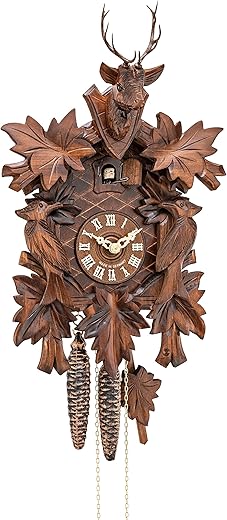 Cuckoo Clock 7 Leaves, 2 Birds, Head of a Deer KA 1613 HK