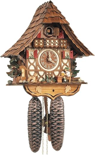 Cuckoo Clock Black Forest House with Moving Beer Drinker