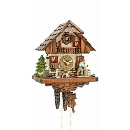 Cuckoo Clock Black Forest house with moving wood chopper KA 1694 EX