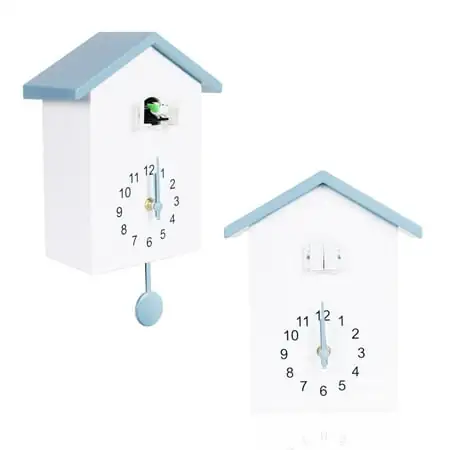 Cuckoo Clock Cuckoo Wall Clock, Natural Bird Voices Or Cuckoo Call, Design Clock Pendulum, Bird House, Wall Art Home Living Room Kitchen Office Decoration (Gray)