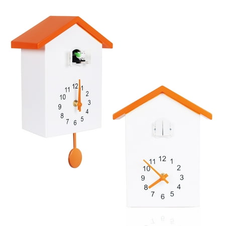 Cuckoo Clock Cuckoo Wall Clock, Natural Bird Voices Or Cuckoo Call, Design Clock Pendulum, Bird House, Wall Art Home Living Room Kitchen Office Decoration (Orange)