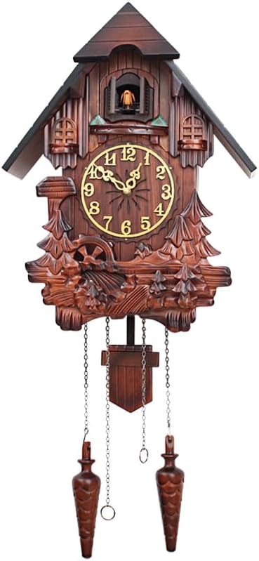 Cuckoo Clock, Vintage Grandfather Clock for Wall, Large Wooden Singing Bird Clock, Decorative Old Fashion Wall Clock, Coo Coo Pendulum Clocks Wall, Antique Home Decor Gift