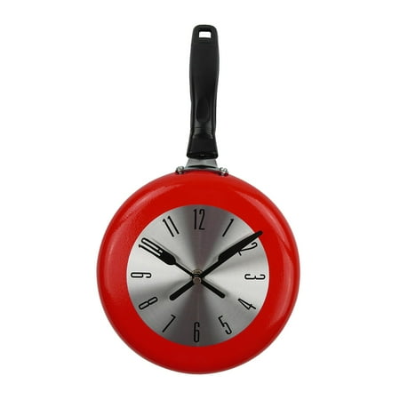 Cute Wall Clock 8 Inch Frying Pan Hanging Clock Decoration Gifts - red