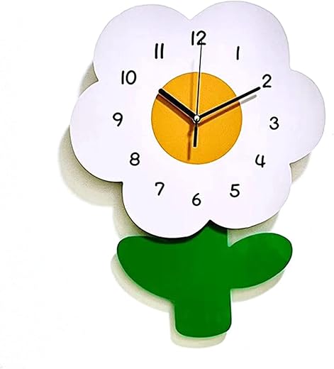 Cute Wall Clocks Flower Shaped Wall Clocks for Kids Cartoon Cute Exquisite Silent Wall Clock for Living Rooms Offices (20 * 30cm)