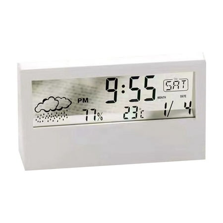 Dagaeig Alarm Clocks for Bedrooms with Battery Backup, Auto Set Digital Clock with Date and Day of Week, Indoor Temperature Humidity, Moon Phase, Dimmer, Auto DST, USB Port