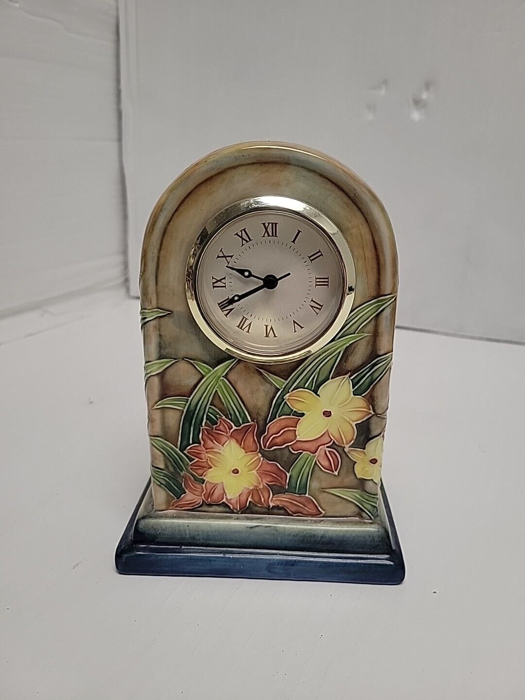Dale Tiffany, Inc Antique Roadshow Mantle Clock Flowers
