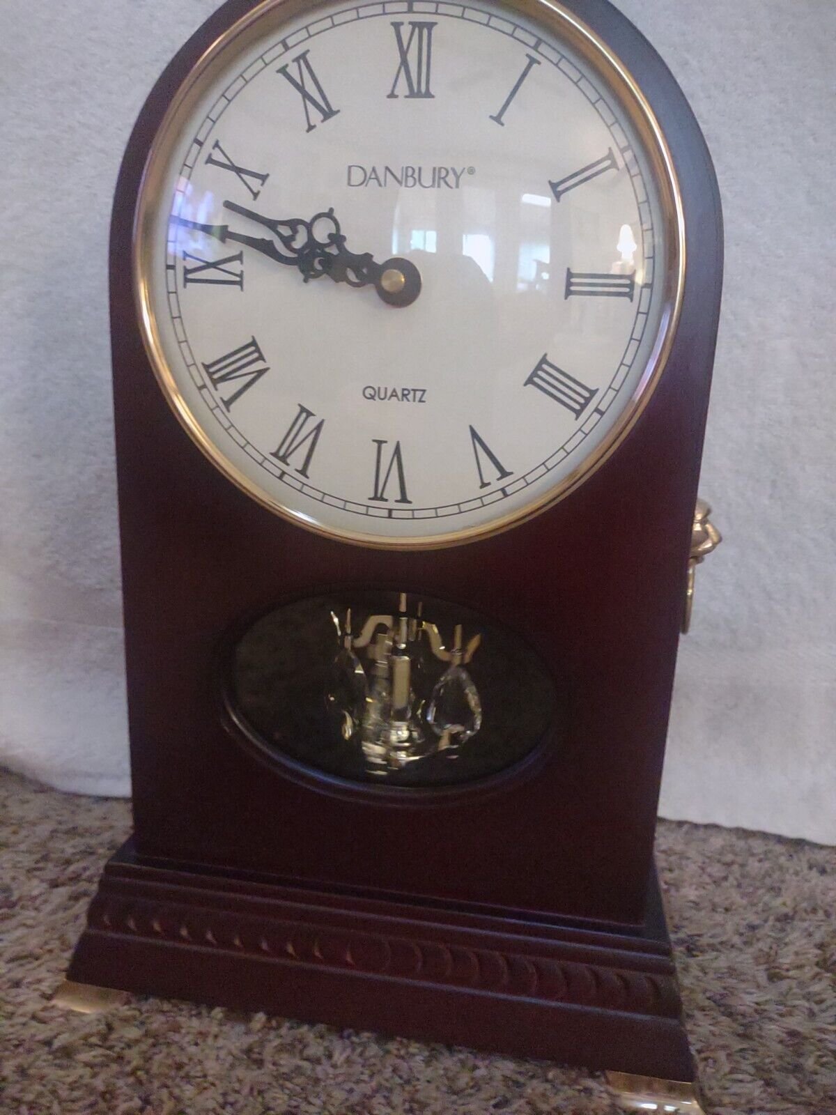 Danbury Quartz Mantle Clock with Spinning Crystals Pendulum