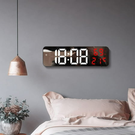 Danolapsi 9 Wall Clock - LED Digital Wall Clock with Large Display,Big Digits,Battery Operated Wall-mounted Time Temperature Humidity Display Electronic Alarm Clock for Living Room,Bedroom,Desk