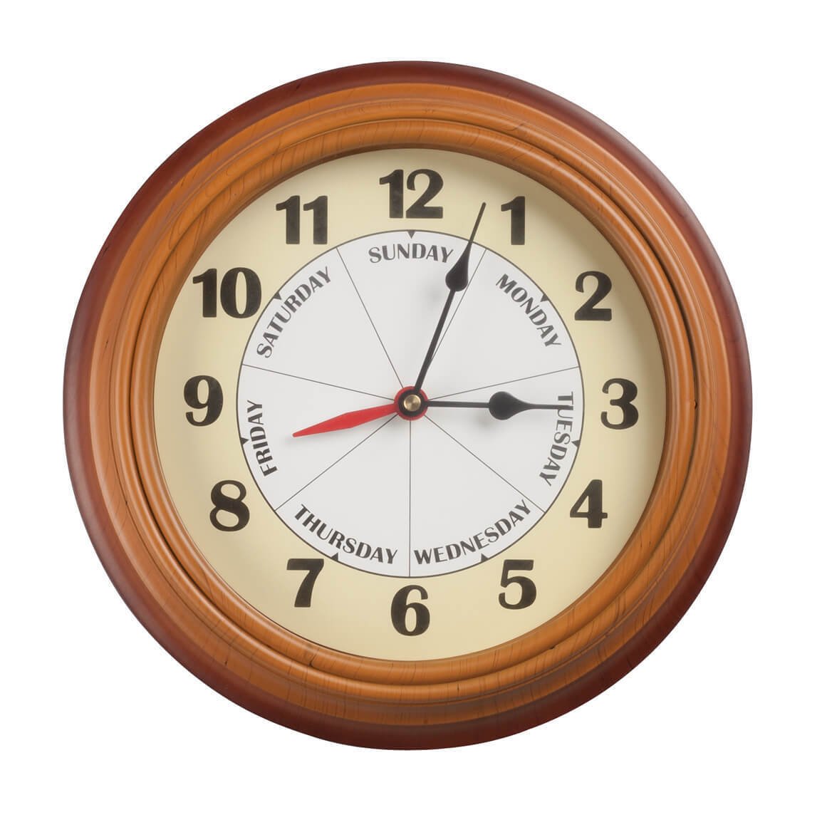 Day of the Week Clock with Time of Day Combination – Easy to Read Analog Clock