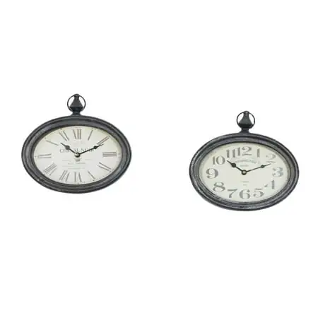 DecMode 12H, 11W Cream Metal Pocket Watch Style Wall Clock (2 Count)