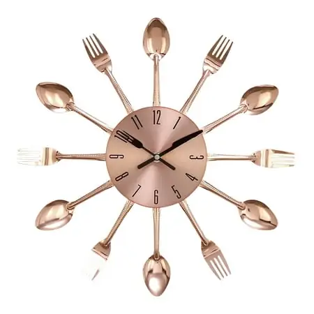 DecMode 15 Copper Metal Starburst Utensil Wall Clock