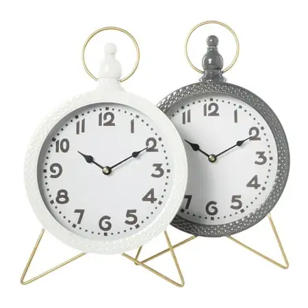 DecMode 16 Multi Colored Metal Clock with Gold Accents, Set of 2