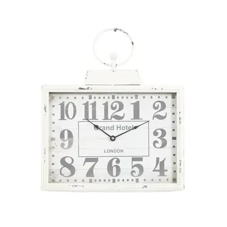 DecMode 16 x 15 White Metal Pocket Watch Style Wall Clock