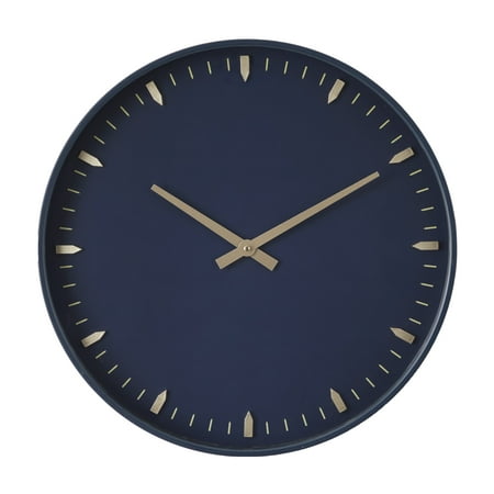 DecMode 20 Dark Blue Glass Wall Clock with Gold Accents