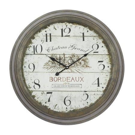 DecMode 23 White Metal Wall Clock with Bordeaux