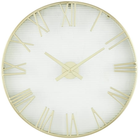 DecMode 28 Gold Metal Wall Clock with Textured Glass Backing