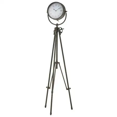 DecMode 57 Black Metal Tall Tripod Clock