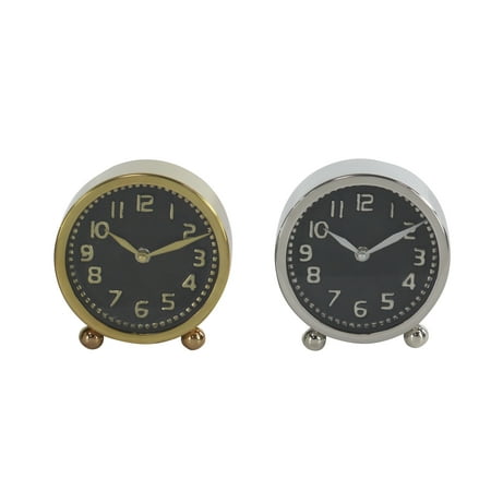 DecMode 6 Multi Colored Stainless Steel Clock with Black Clock Faces, Set of 2