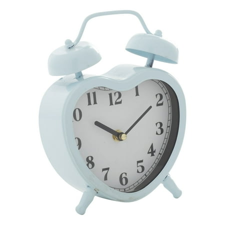 DecMode 8 Blue Metal Heart Clock with Bell Style Top