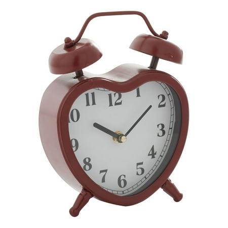 DecMode 8 Red Metal Heart Clock with Bell Style Top