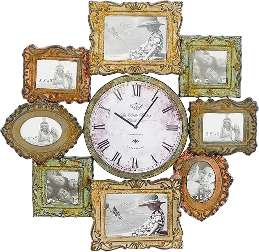 Deco 79 Metal Decorative Wall Clock 8 Photo Opening Wall Clock for Home, Wall Clock for Room 2