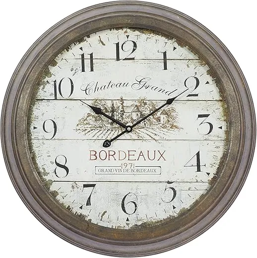 Deco 79 Metal Decorative Wall Clock Wall Clock for Home with Bordeaux, Wall Clock for Room 23" x 4" x 23", White