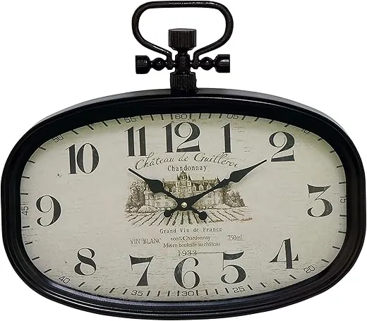 Deco 79 Metal Decorative Wall Clock Pocket Watch Style Wall Clock for Home, Wall Clock for Room 18" x 2" x 16", White