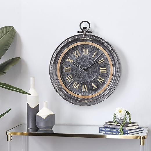 Deco 79 Metal Pocket watch Style Wall Clock, 24