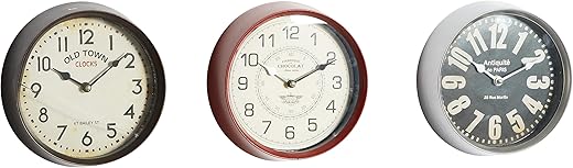 Deco 79 Metal Round Wall Clock, Set of 3 9D, Multi Colored