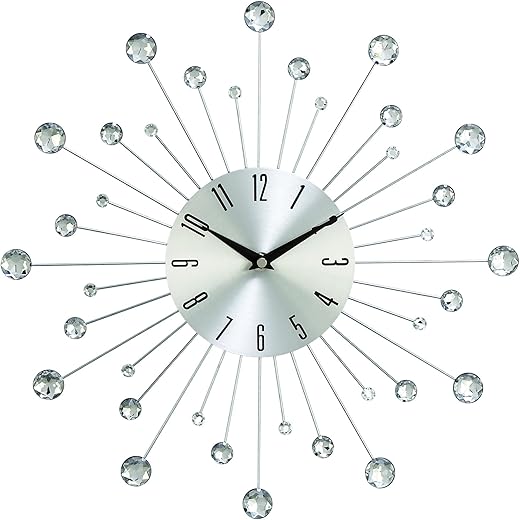 Deco 79 Metal Starburst Decorative Wall Clock Wall Clock for Home with Crystal Accents, Wall Clock for Room 15