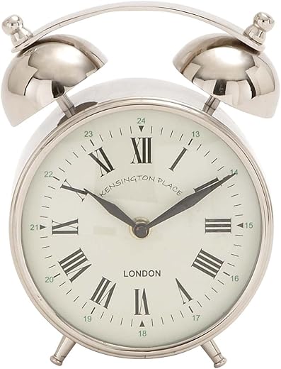 Deco 79 Stainless Steel Clock with Bell Style Top, 3