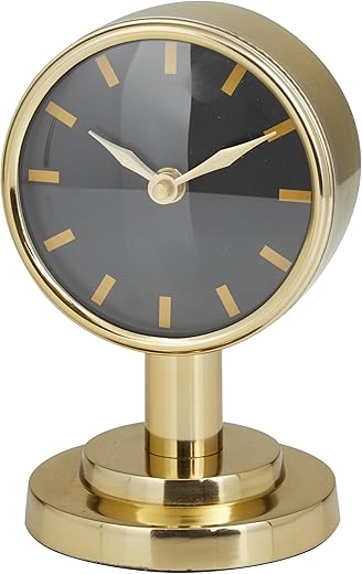 Deco 79 Stainless Steel Metal Decorative Clock Small Mantel Clock, Tabletop Clock 4 x 4 x 7, Gold