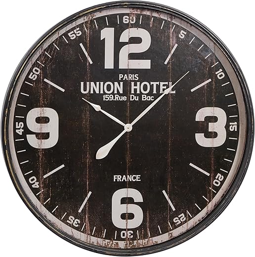 Deco 79 Vintage Metal Wall Clock, 35, Black